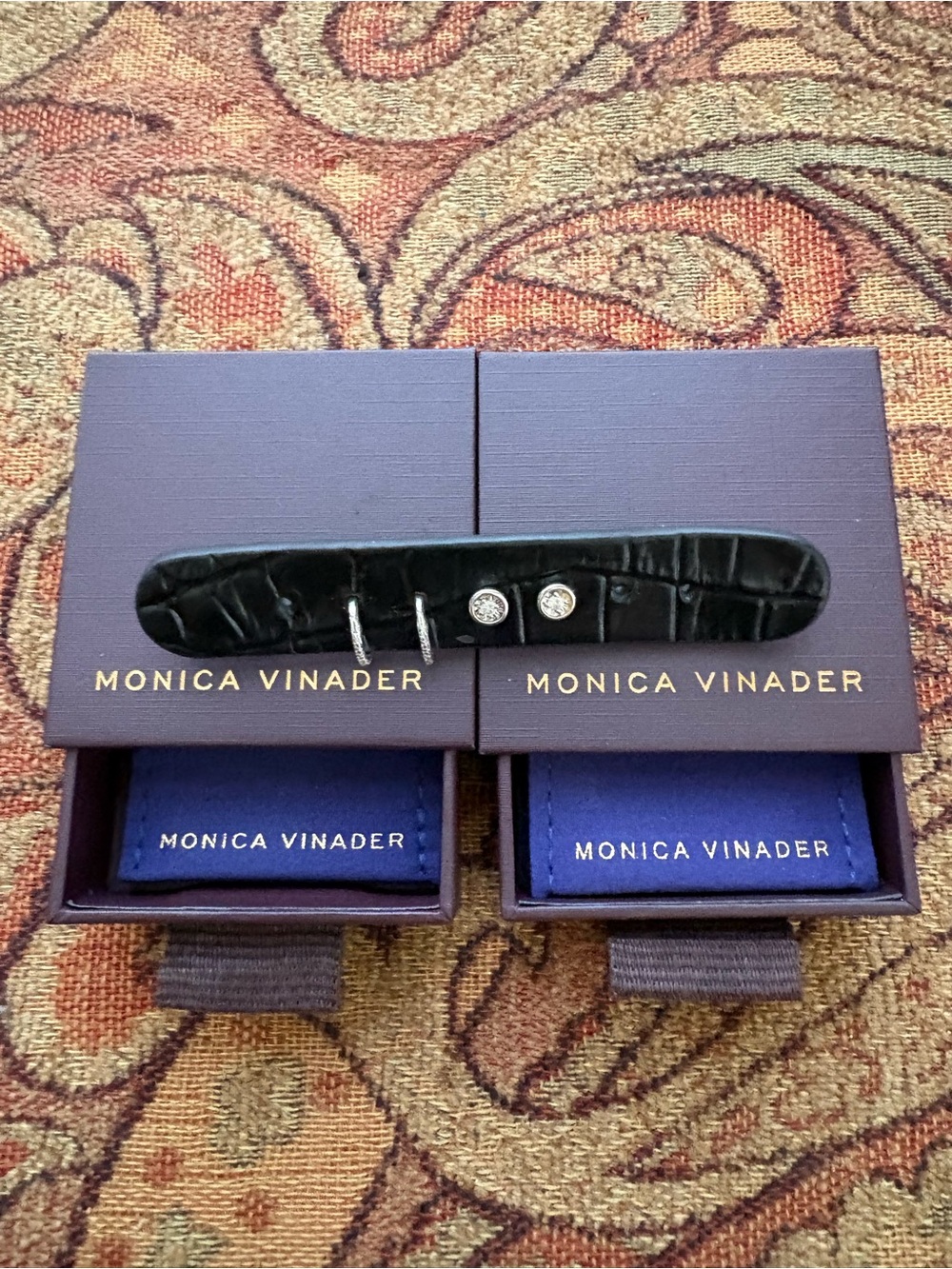 Monica Vinader Diamond Essential Stud Earrings & Riva Diamond Mini Huggie Bundle